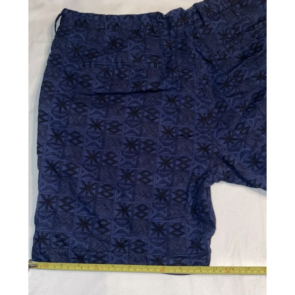 Jomers Mens 35 Navy Blue Chino Shorts Preppy Geometric Print Navy Blue